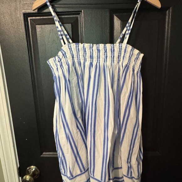 Free People Tops - NWOT Free People Thin Strap Stretch Chest Top Blue White Striped Small